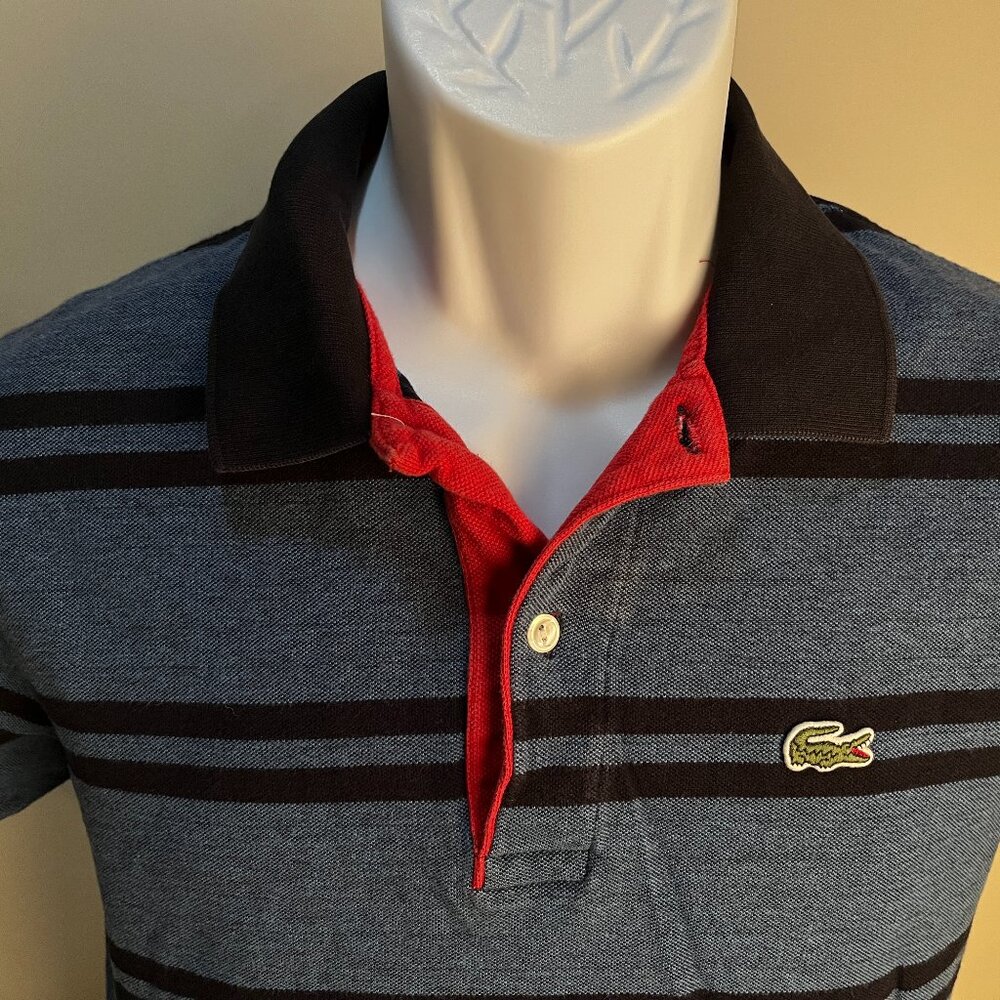 Lacoste Blue and Black Polo Shirt Classic Design